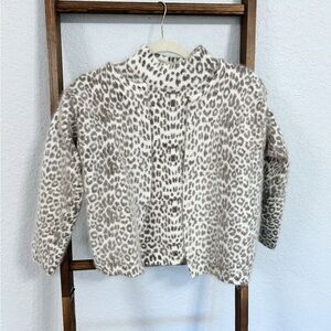 Vintage Leopard Print Cardigan & Turtleneck Shirt Set 70% Angora Rabbit Hair
